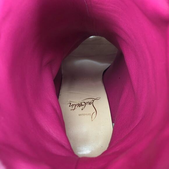 Christian Louboutin Guerilla 120 Pink Spike Peep Toe Boots Women’s 36.5 Shoes - Picture 9 of 10
